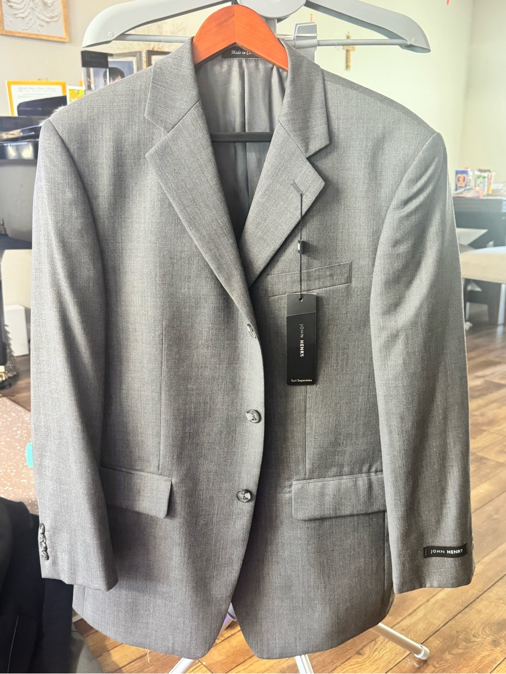 Men's Gray Two-Button Suit Jacket by John Henric